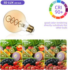 G80 E27 Vintage LED Globe Bulbs 6W 2200K Amber 6 Pack