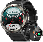 Military Smart Watch for Men – 100-Day Battery, Compass, 120+ Sports, Bluetooth Calls