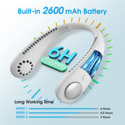 Neck Fan Bladeless 360° Rechargeable White
