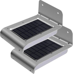 2-Pack Aluminium Solar PIR Security Lights: Outdoor Motion Sensor Wall/Gutter/Doorway Light, 3 Modes (Dim Standby, High When Activated), IP65 Waterproof