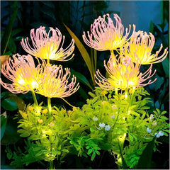 2 Pack Solar Lights Outdoor Garden,Solar Flowers Lights with Glowing Flowers & Stems,Artificial Flowers Garden Ornaments Outdoor,Waterproof Solar Lights for Yard Patio Pathway Decoration (Warm Light)