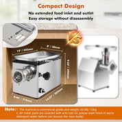 Anatole 1300W Electric Meat Grinder – Stainless Steel Mincer with 6 Grinding Plates (4–12mm), 4 Blades & Sausage Stuffer