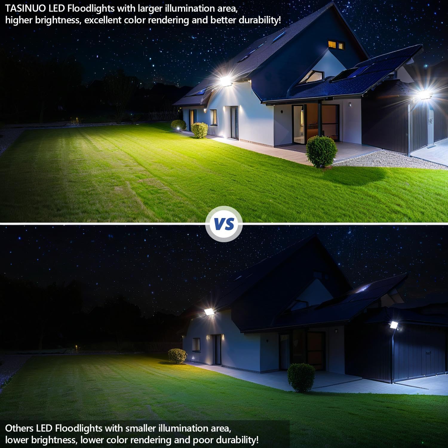 50W LED Floodlights Outdoor 2 Pack 5000LM IP67 Waterproof Security Lights