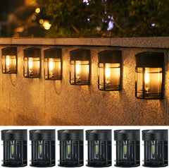 6 Pack LED Retro Solar Wall Lights Outdoor Waterproof Auto On/Off Solar Powered for Patio Decking Gate Yard (Warm White)