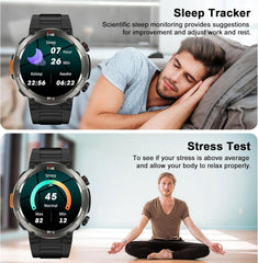 Military Smart Watch for Men – 100-Day Battery, Compass, 120+ Sports, Bluetooth Calls