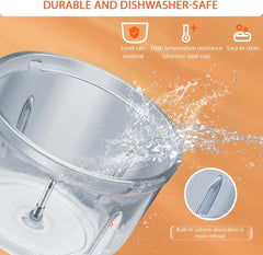 Bear 600W Food Processor & Chopper, 2L Glass + 1.8L Steel Bowl, 2 Speeds, 4 Blades