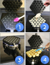 StarBlue Bubble Waffle Maker Pan – Nonstick Egg Waffle Pan with Heat-Resistant Handle, Includes Free Recipe Ebook & Tongs