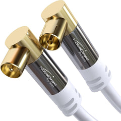 KabelDirekt – 4K TV Aerial Cable, Coaxial Cable, 90° Angled – 12.5m – Digital & Analogue – Available in 0.5-20m (Angled Plug/Socket, DVB-C/DVB-T/DVB-S, white)