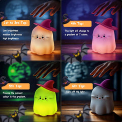Kids Baby Night Light Rechargeable 7 Colors Ghost Lamp with Timer