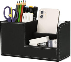 PU Leather Desk Organiser Pen Holder – Office Pencil Box & Accessory Storage, Mint Green