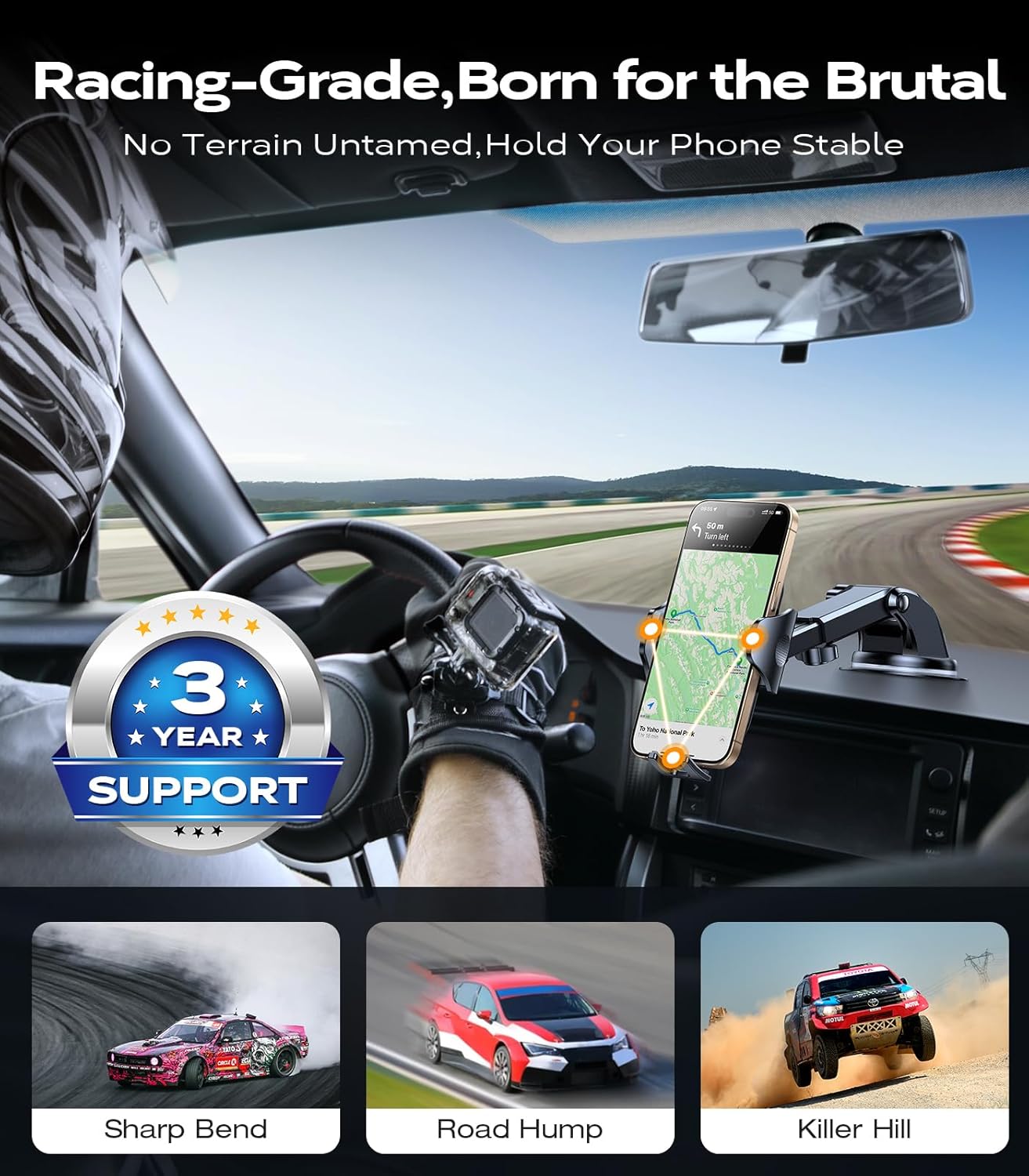 Rally Racing-Grade 3-in-1 Car Phone Holder