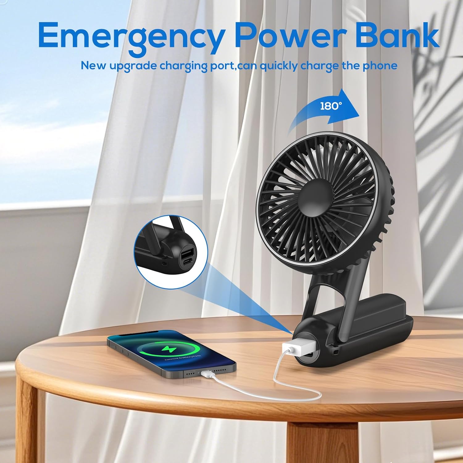 Portable Handheld Fan Foldable Mini USB Rechargeable 5-Speed