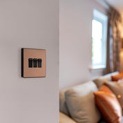 Triple 2 Way Screwless Wall Light Switch Polished Copper