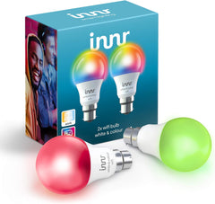 Innr WiFi Smart Bulb B22 Bayonet 9.5W Dimmable, 16 Million Colours, Compatible with Alexa & Google Home, No Hub Required, 2-Pack