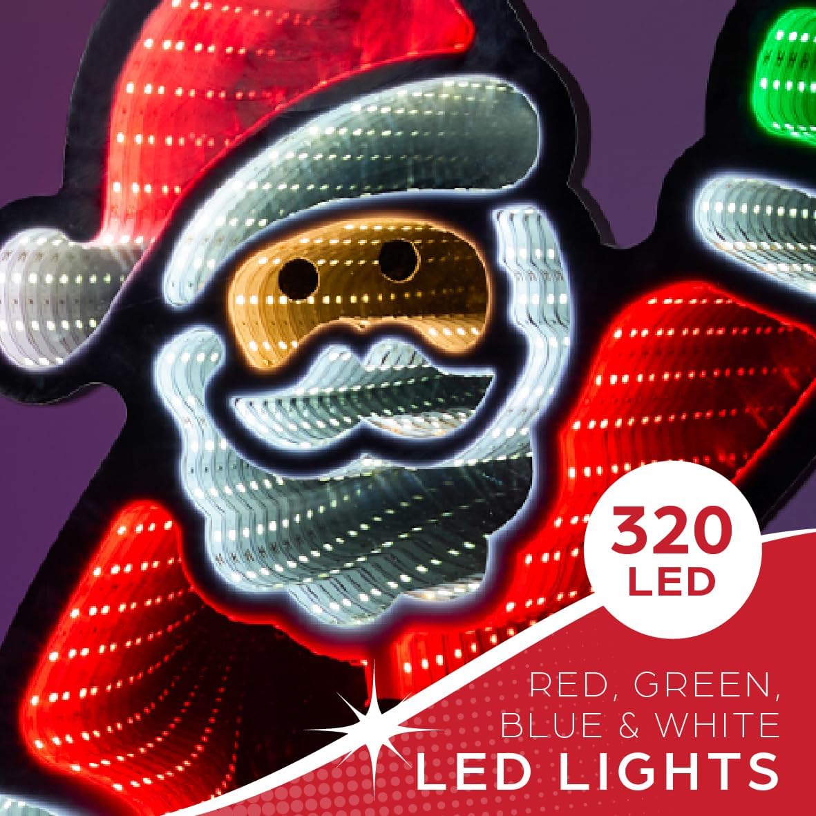 Infinity mirror effect Santa light display