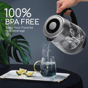 Aigostar Electric Glass Kettle 1.7L Variable Temp, Tea Infuser, Keep-Warm