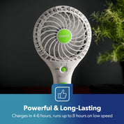 GEEPAS Rechargeable Fan | Mini Portable USB Handheld Fan for Home Office Travel Outdoor Personal Use | 3 Speed Settings 8Hr Run Time | Ultra Quiet Lightweight Air Circulator | 2 Year Warranty Green