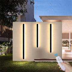 LED Outdoor Garden Wall Light - Dimmable with Remote Control, Black Sconce, Long Strip Design, IP65 Waterproof, 78W for Patio, Hallway, Garage, and Exterior Bar