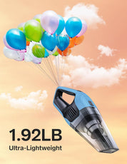 Cordless Handheld Vacuum Cleaner, 8Kpa Powerful Suction Lightweight Portable Mini Vac with 25–30Mins Runtime, Rechargeable Quick Charge Vacuum for Home, Car, Carpet, Pet Hair & Stairs Cleaning