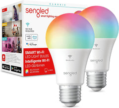 Sengled LED Alexa Light Bulb E27 7.8W Multicolor, WiFi Dimmable, Compatible with Alexa & Google Assistant, 2-Pack