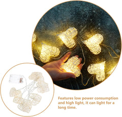 Valentine’s Day Rattan Heart String Lights with 10 Warm LED Love Lamps, Battery Operated Indoor Decor for Bedroom, Wedding & Party