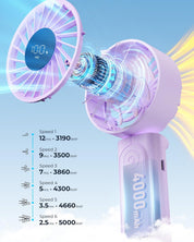 Portable Handheld Fan 4000mAh 6 Speed Foldable