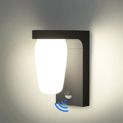 LED Wall Light with Motion Sensor: Outdoor Main Powered, IP44 Waterproof, 4000K for Garden, Garage, Hallway, E27 Bulb