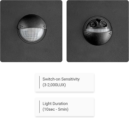 Mains Powered Outdoor Wall Lights, IP65 Waterproof, 15W LED, PIR Motion Sensor, 1300LM Cool White for Garage & Driveway.