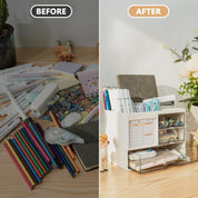 White Desk Organizer with 3 Drawers – Large Stationery & Makeup Storage Box