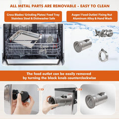 Anatole 1300W Electric Meat Grinder – Stainless Steel Mincer with 6 Grinding Plates (4–12mm), 4 Blades & Sausage Stuffer
