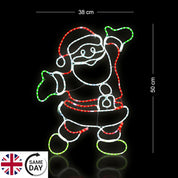 50CM Father Christmas LED Tube Light – Multi Coloured Outdoor Santa Silhouette