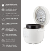 Yum Asia Tsuki Mini Rice Cooker – Pebble White – 2.5 Cups – Ceramic Bowl