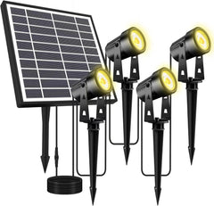 Solar Garden Spike Lights - LED Solar Powered Pathway Lights 4-in-1, IP65 Waterproof Landscape Spot Lights for Garden, Yard, Lawn, 3000K Warm White [Energy Class G]