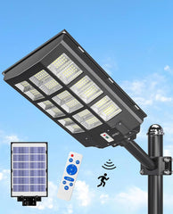 3000W Solar Street Lights, 300000LM, 6500K, Waterproof, Dusk to Dawn, Motion Sensor for Parking Lot, Driveway, Playground