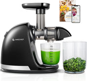 Juicer Machine Cold Press Slow Masticating Juicer for Whole Fruits & Vegetables – BPA Free Juice Extractor with 2 Cups & Brush – Black