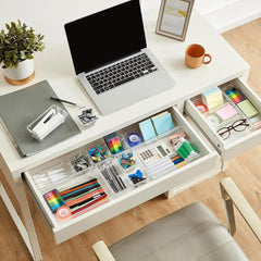 8 Pcs Clear Plastic Drawer Organiser Trays, Versatile Storage Bins for Makeup & Office