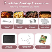 12L Air Fryer Oven with Rotisserie – 12 Presets, 1800W, 90-Min Timer, Oil-Free Cooking, 6 Accessories, Pink