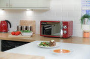 17L 700W Red Manual Microwave with 5 Power Levels & Defrost
