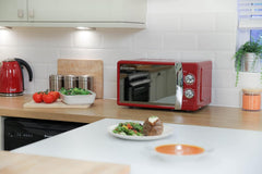 17L 700W Red Manual Microwave with 5 Power Levels & Defrost