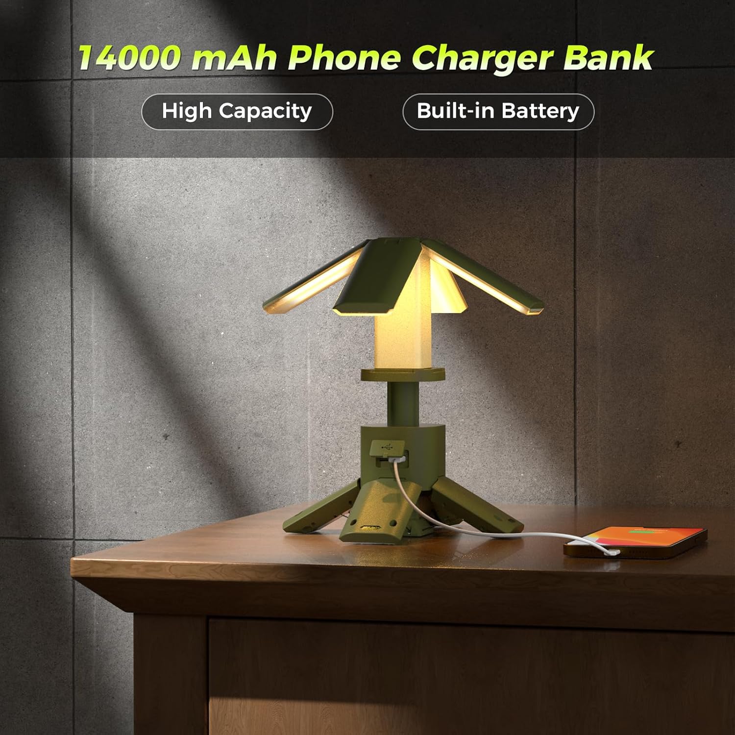 Telescopic Camping Light – Rechargeable 14000mAh LED Lantern, 6000LM, Dimmable, Magnetic, Power Bank, IPX5 Waterproof for Outdoor Use