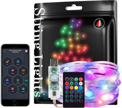 String Lights RGB IC WS2812B IC 5m 50leds USB IP67 Waterproof Transparent Cable USB LED String Lights with 24Buttons LED Remote Music Sync Funny Modes Colour Chasing