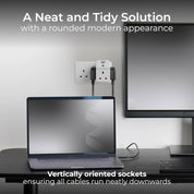 Three Socket Fused Wall Plug Adaptor with USB A & C Ports