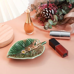 Titanape Green Leaf Trinket Dish – Decorative Jewelry Tray & Key Bowl, Gift for Women