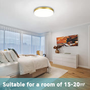 Gold LED Ceiling Light, 36W 4000K Natural White Round Ceiling Lamp 3240LM for Bathroom, Kitchen, Bedroom, Hallway, Utility Room, Laundry, Toilet, Porch, Ø23CM