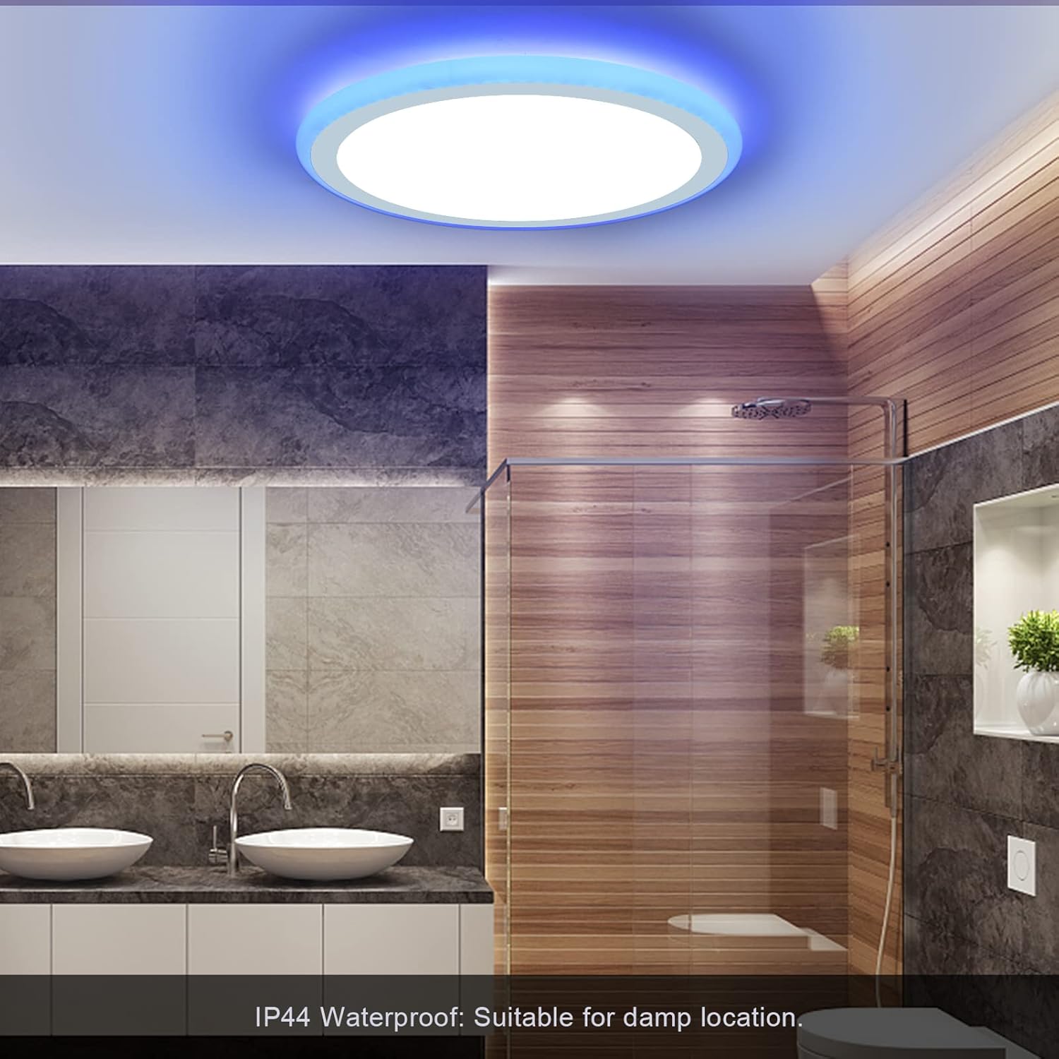 Modern Ultra-Thin 13" LED Ceiling Light, Dimmable RGB with Remote, 30W Flush Mount, 3000-6500K Sidelight Glow