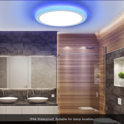Modern Ultra-Thin 13" LED Ceiling Light, Dimmable RGB with Remote, 30W Flush Mount, 3000-6500K Sidelight Glow
