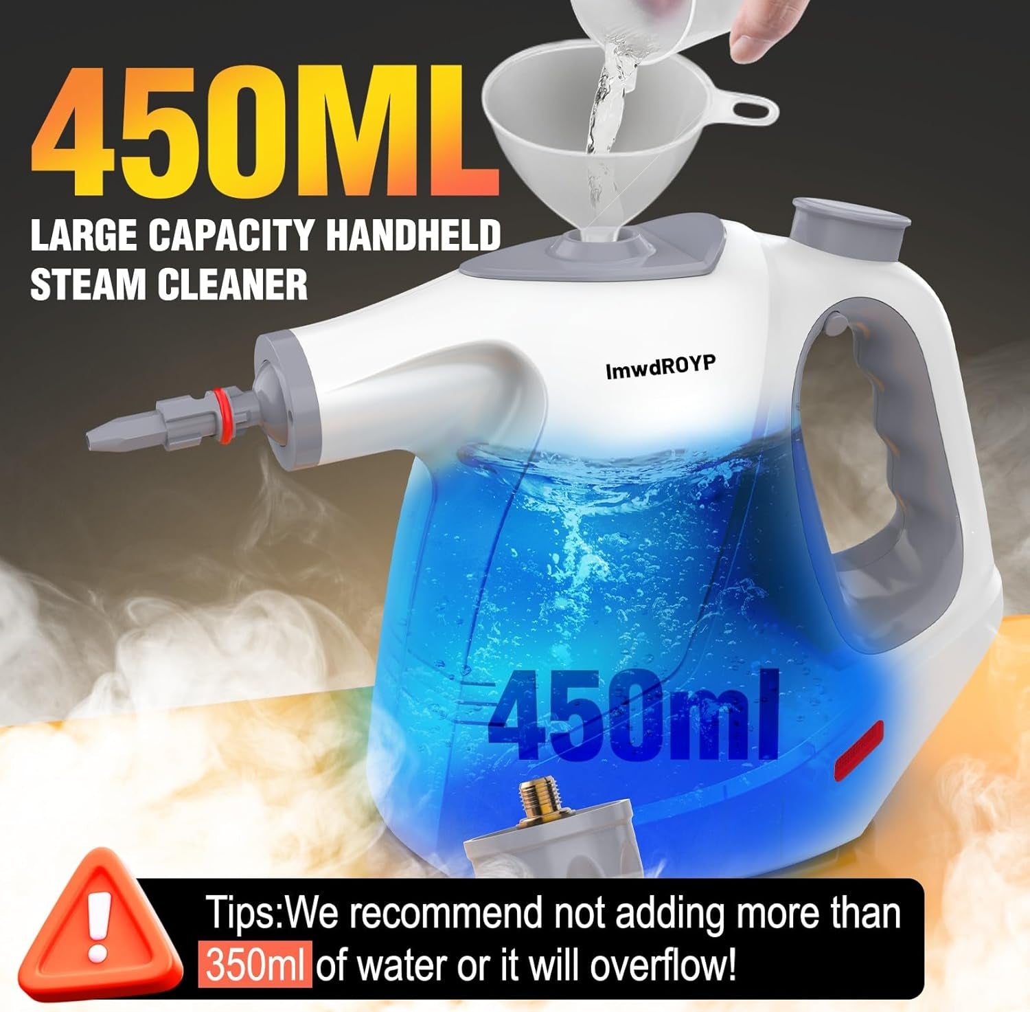 Hand Held Steam Cleaner, 450ml Capacity Portable High Pressure Steam Cleaners with 11 Accessories, Easy And Effortless Steam Cleaner Handheld for Kitchen, Sofa, Car, Floors And Windows
