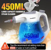 Hand Held Steam Cleaner, 450ml Capacity Portable High Pressure Steam Cleaners with 11 Accessories, Easy And Effortless Steam Cleaner Handheld for Kitchen, Sofa, Car, Floors And Windows