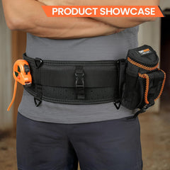 Padded 36'' Tool Belt for Men, Adjustable Work Belt with Heavy Duty Buckle Back Support for Carpenters, Electricians & Gardeners