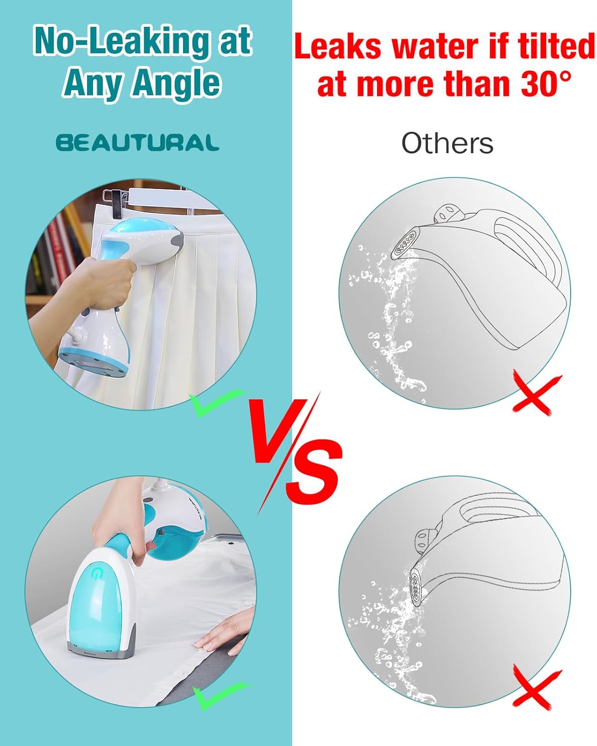 Portable Clothes Steamer 1200W Fast Heat Auto-Off